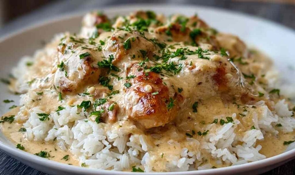 Creamy Smothered Chicken and Rice Recipe