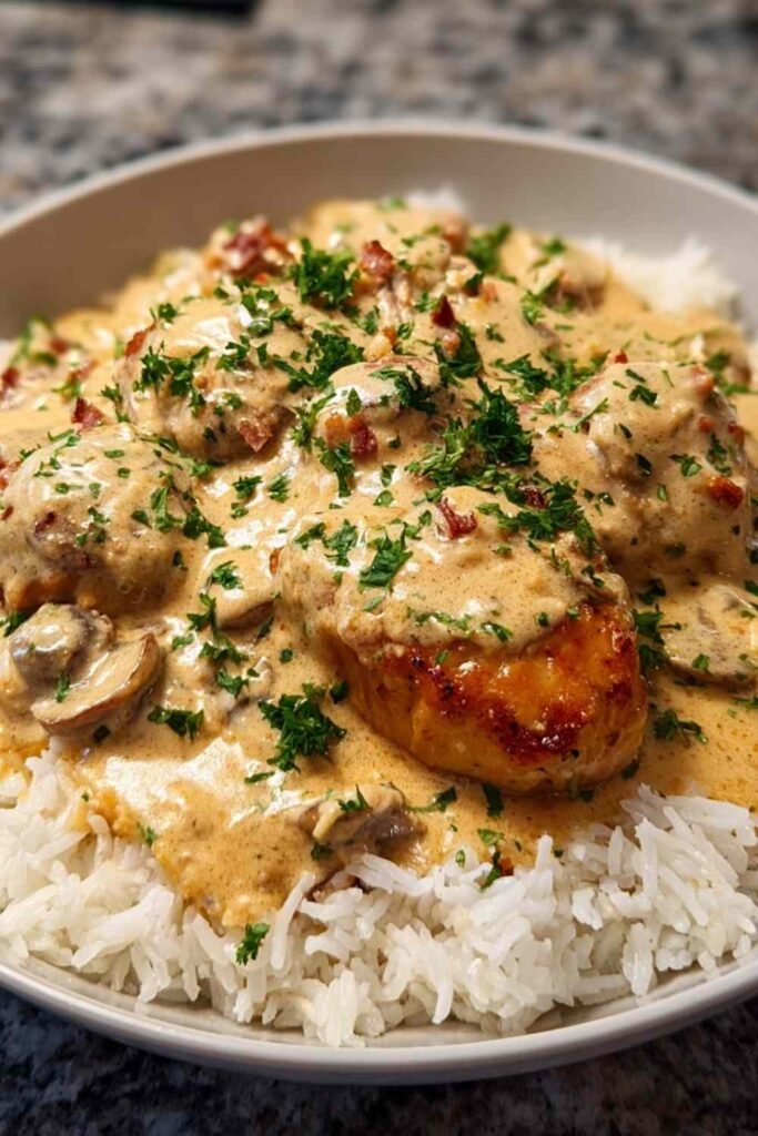 Creamy Smothered Chicken and Rice Recipe