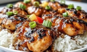 Huli Huli Chicken grilling with caramelized pineapple-soy glaze on a backyard grill
