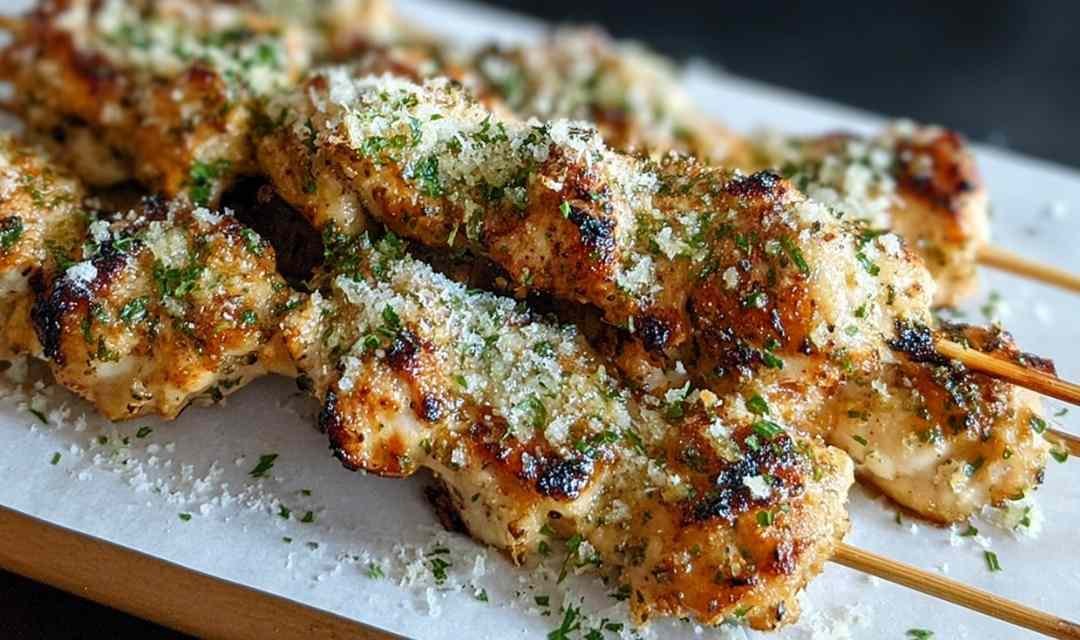 Ranch Garlic Parmesan Chicken Skewers