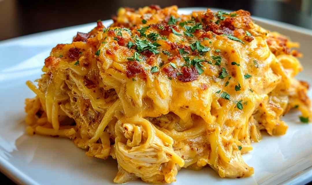 Spicy Southern Cheesy Chicken Spaghetti Casserole