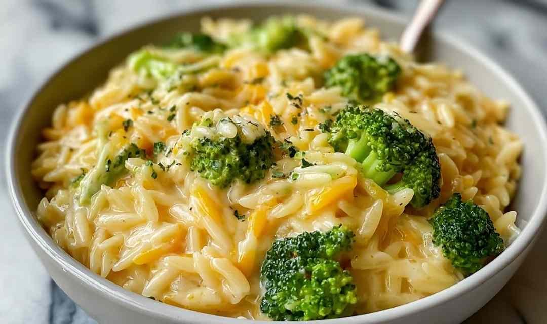 Creamy One-Pot Broccoli Cheddar Orzo