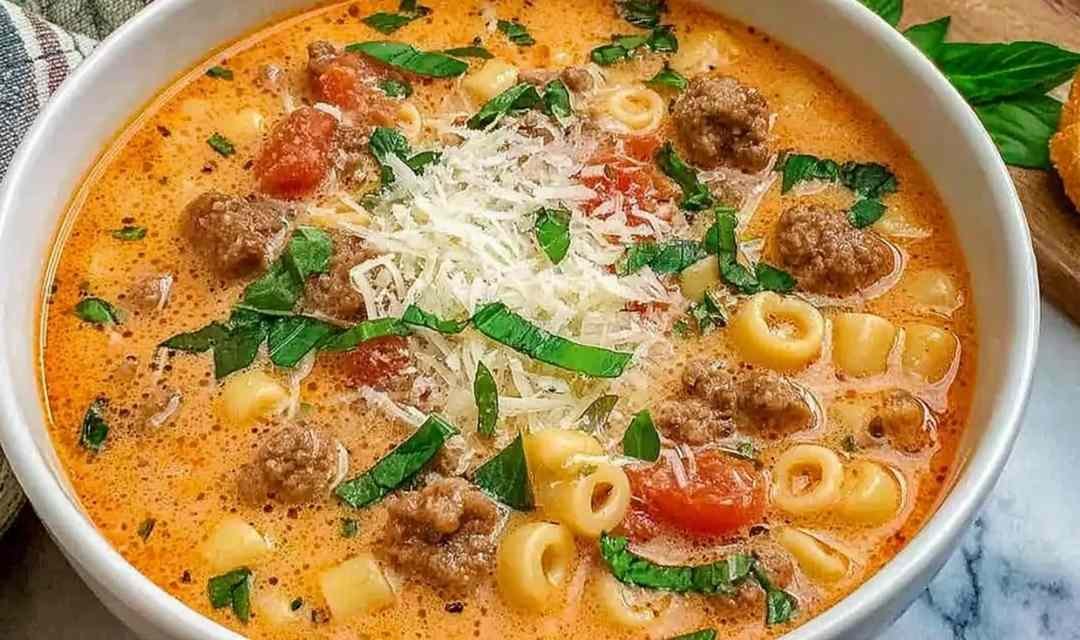 Creamy Parmesan Italian Beef Sausage Soup