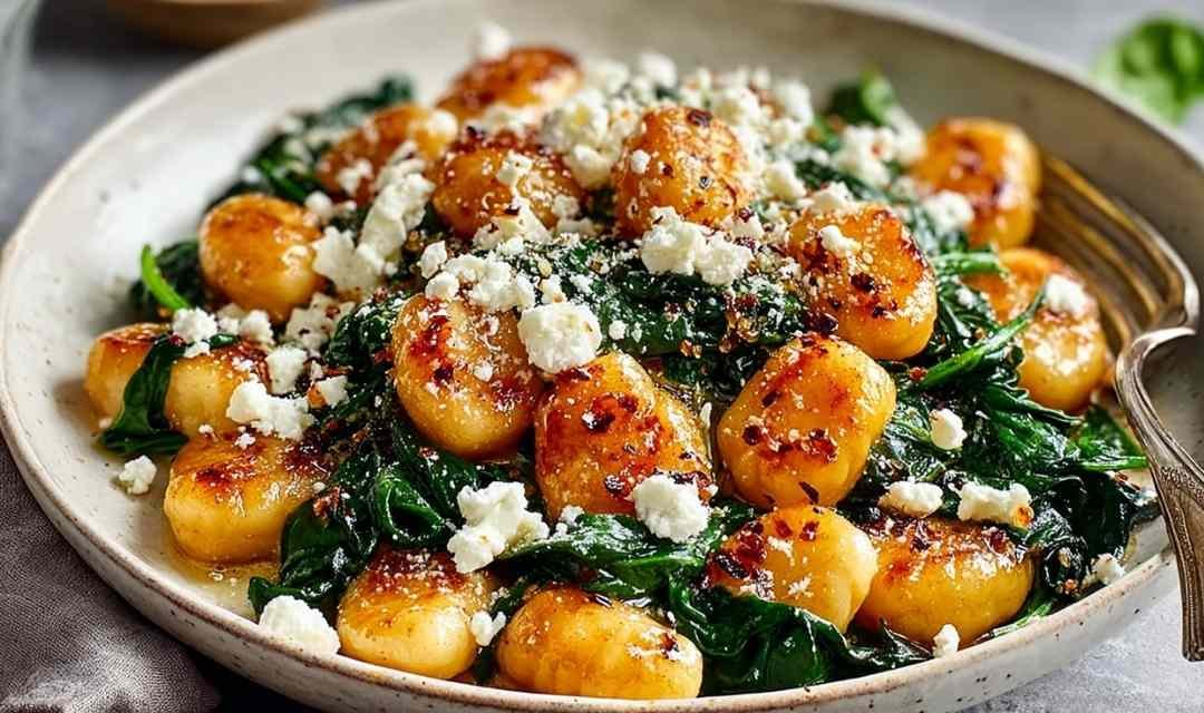 Crispy Gnocchi With Spinach And Feta
