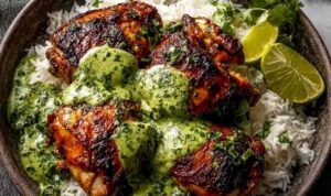 Peruvian Chicken with Creamy Green Sauce