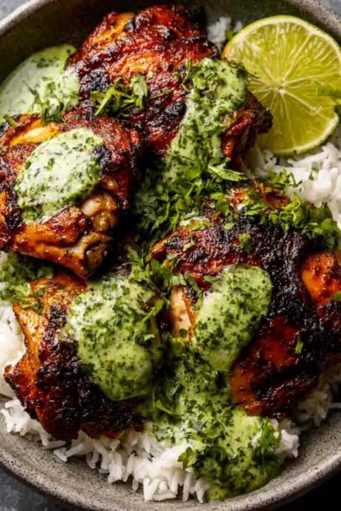 Peruvian Chicken with Creamy Green Sauce