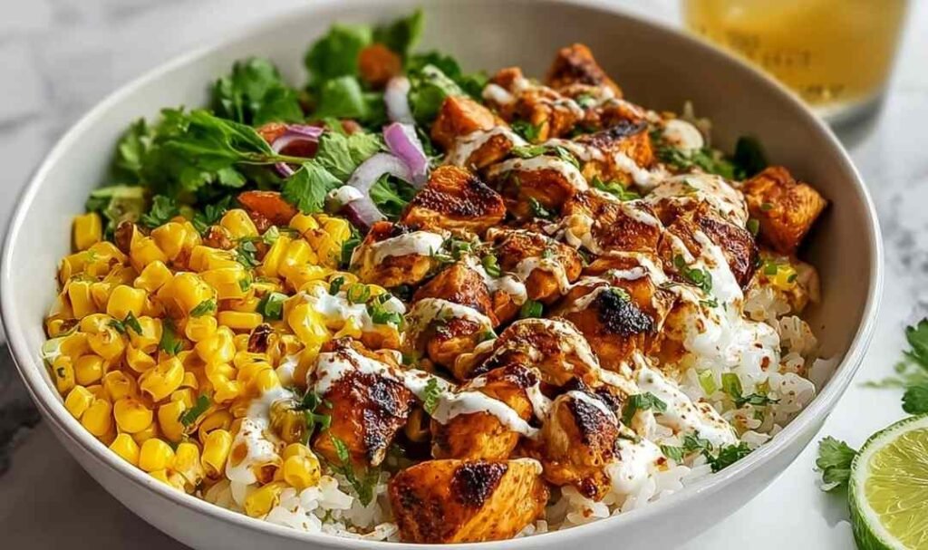 Street Corn Chicken Rice Bowl