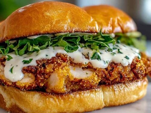 Cajun crispy chicken sandwich with garlic aioli on a brioche bun with romaine and sliced tomato