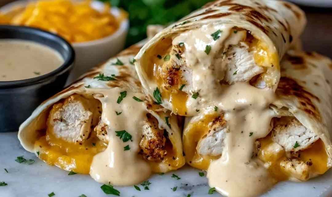 Cheesy Garlic Chicken Wraps