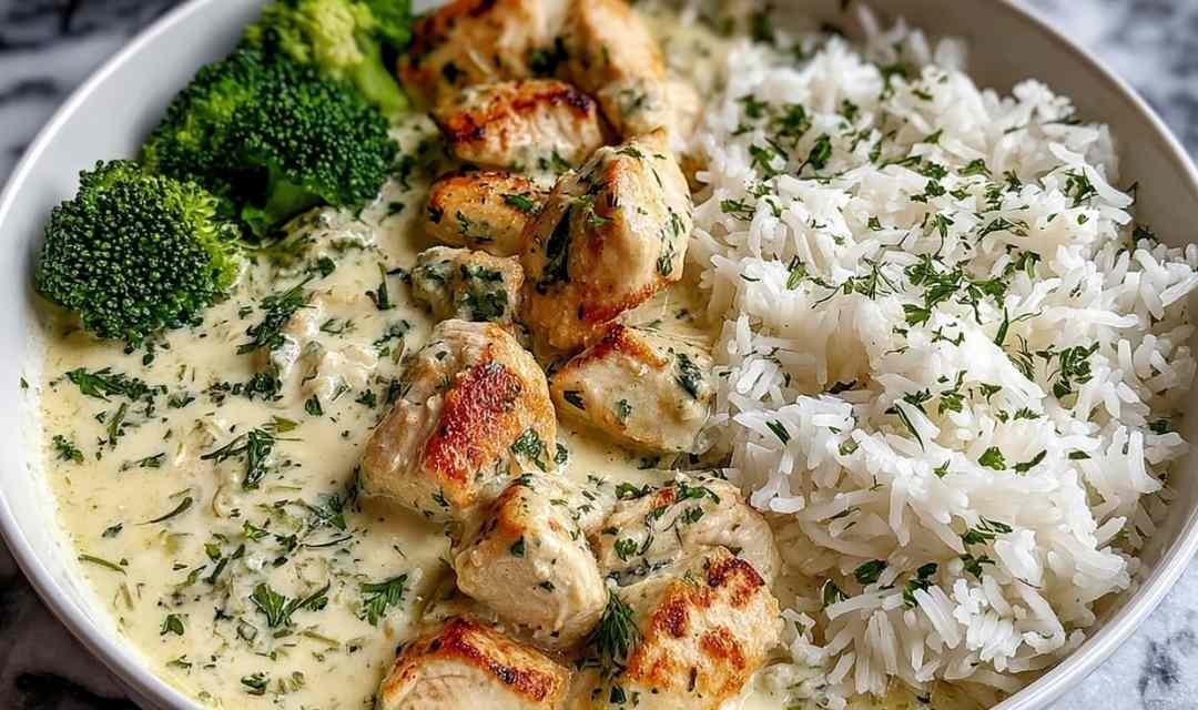 Creamy Garlic Chicken Rice Bowls