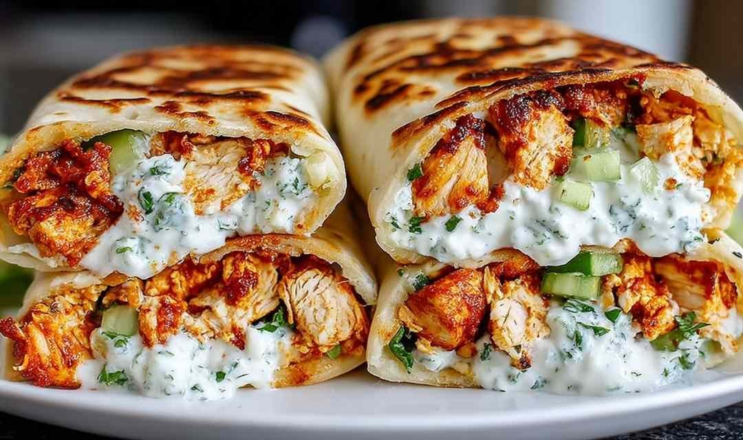High-Protein Crispy Cottage Cheese Flatbread Chicken Wraps