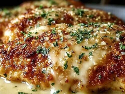 Longhorn Steakhouse Parmesan Chicken with melted mozzarella and golden breadcrumb crust on a white plate