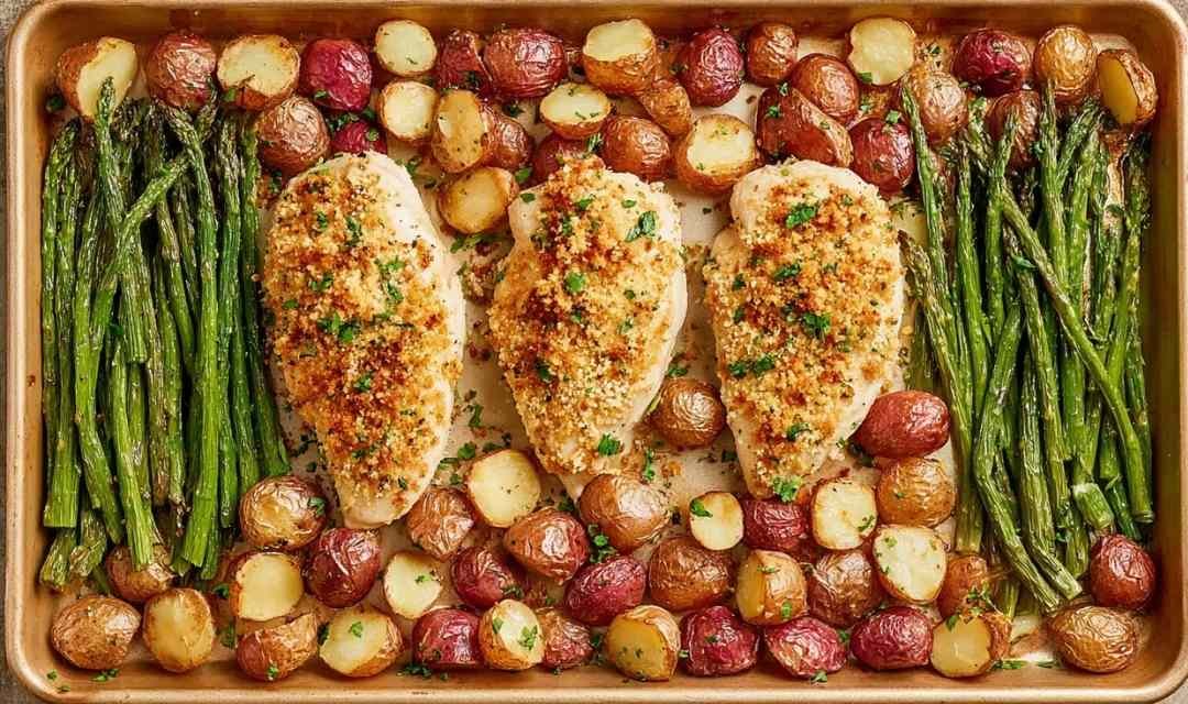 Parmesan Crusted Chicken Sheet Pan Dinner