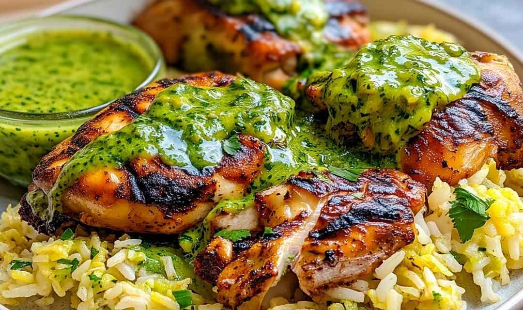 Peruvian Chicken and Rice with Green Sauce